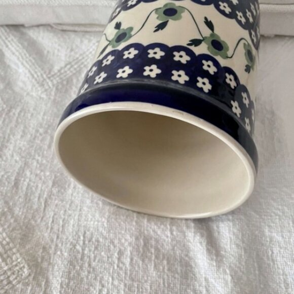 Boleslaweic Polish Pottery Floral Ceramic Utensil Holder Handmade - Picture 5 of 11